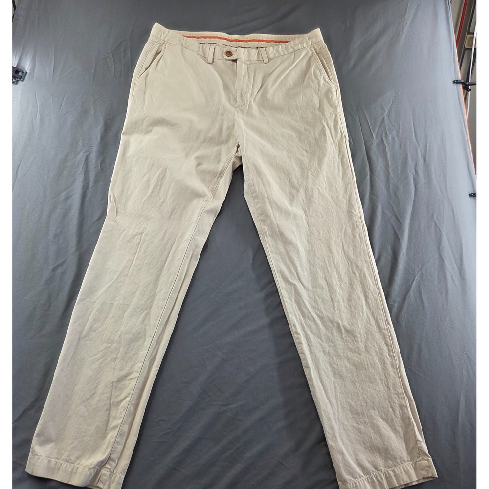 Tommy Bahama Mens Khaki Chino Pants 36x34 (FIT 36 x 33)  Beige Flat Front Casual